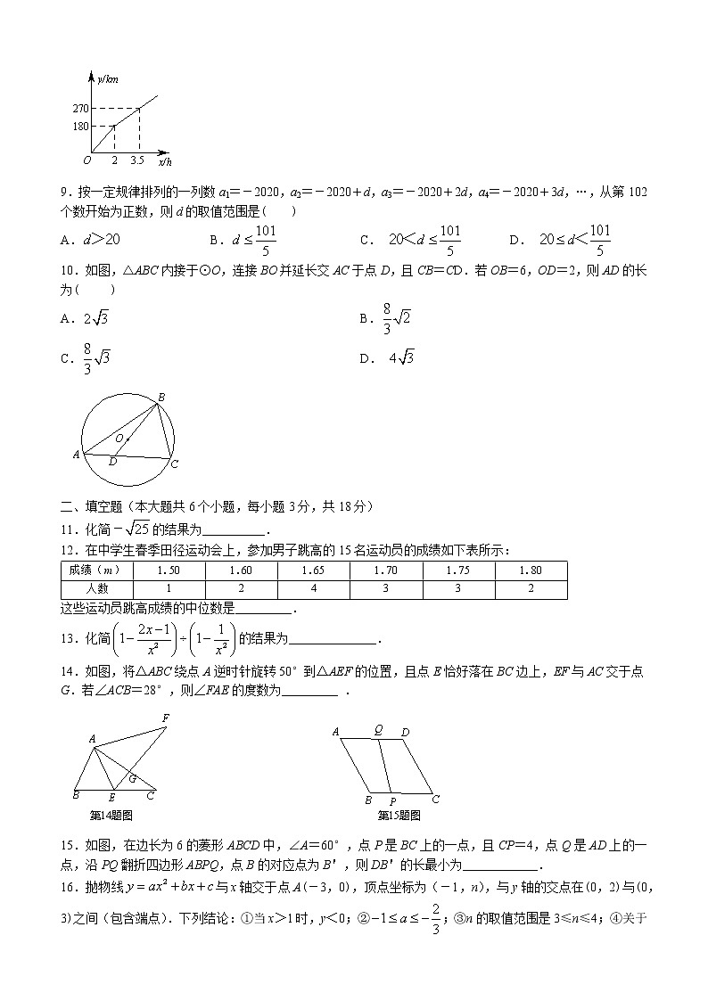 2022年湖北省武汉市中考数学预测试卷（三）(word版含答案)第2页