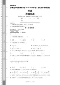 安徽省合肥市琥珀中学2021-2022学年八年级下学期期中数学试题