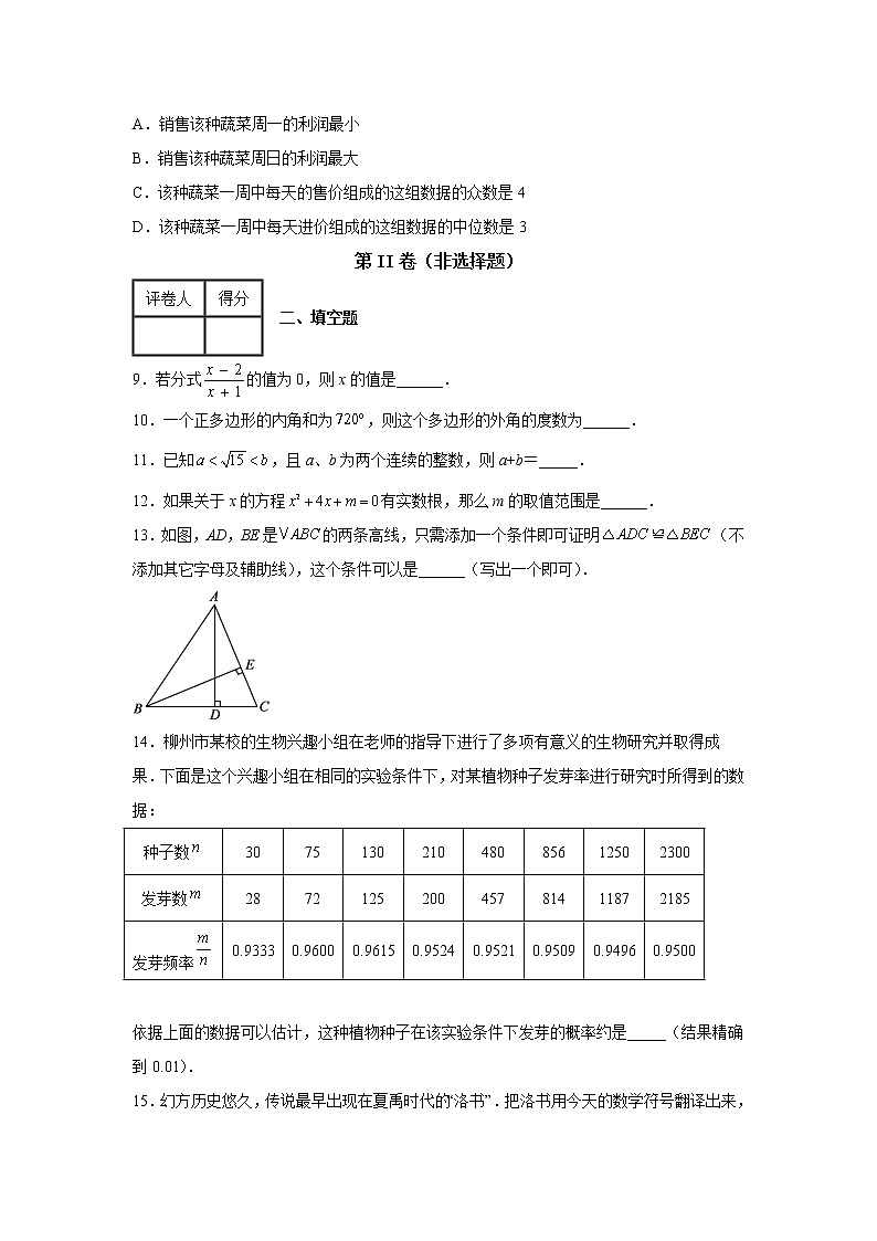 2022年北京顺义区中考二模数学试题03