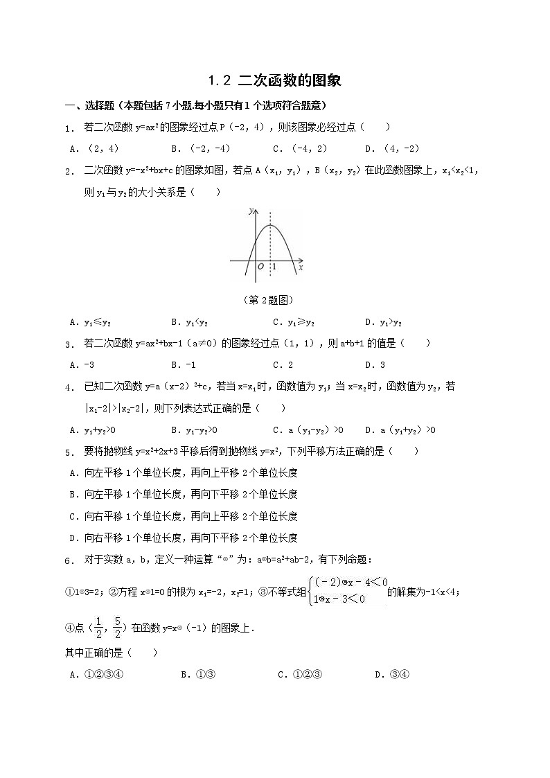 九年级数学浙教上册 1.2 二次函数的图像 PPT课件+教案+練習01