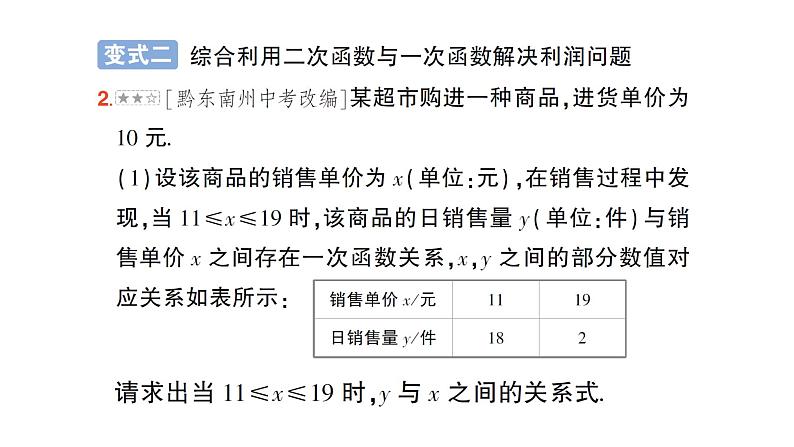 人教版数学九年级上册课件--专题六 实际问题中的最大利润问题——教材P52习题22.3T8的变式及应用04