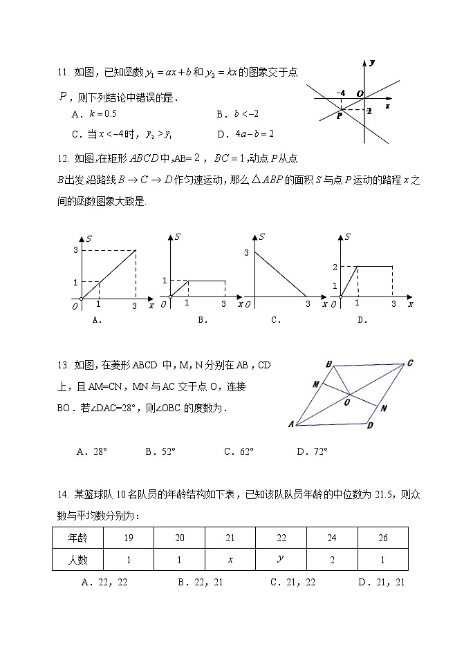人教版2021-2022八年级下册数学期末复习试卷（三）无答案03
