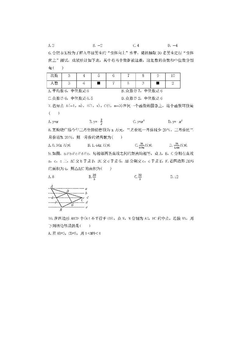 2022年安徽省C20教育联盟中考最后押题数学试卷及解析第2页