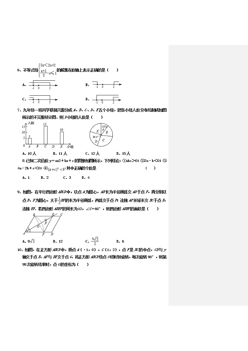 2022年河南省中招模拟考试数学试题(含答案-双向细目表) (1)第2页
