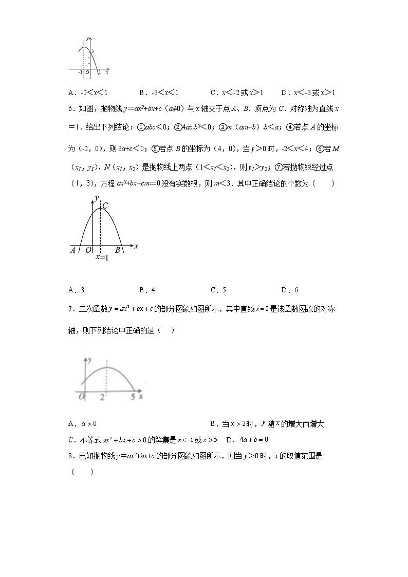 2022年中考数学专项练习：二次函数与不等式第2页