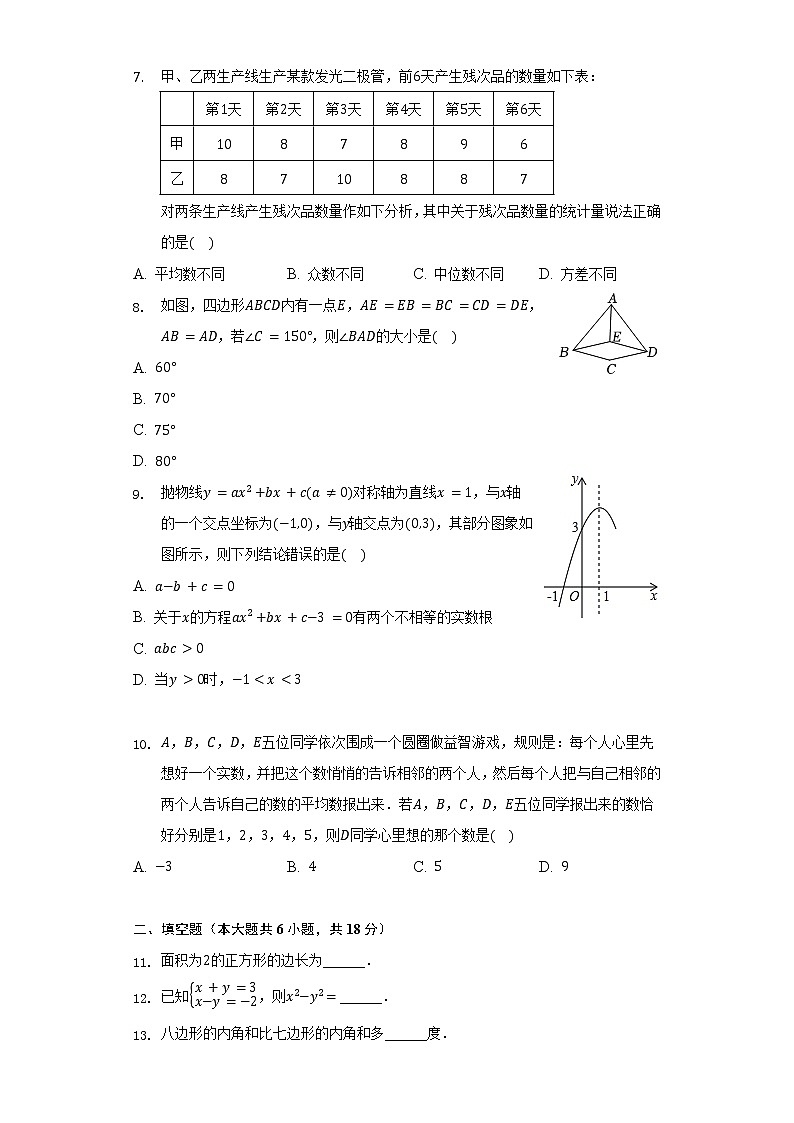 2022年湖南省长沙市雨花区会考数学调研试卷（含解析）第2页