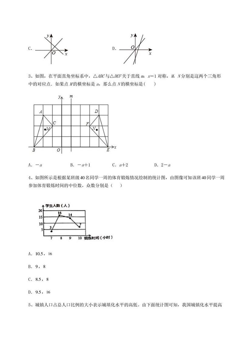 【高频真题解析】2022年安徽省六安市中考数学备考真题模拟测评 卷（Ⅰ）（含答案详解）第2页
