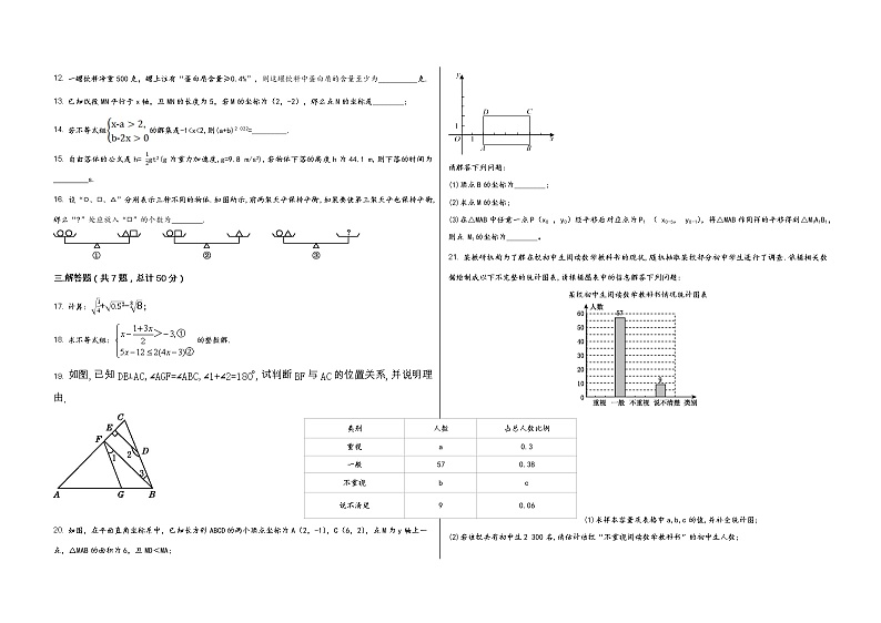 河南省博爱县2022学年七年级（下）数学期末模拟试题第2页