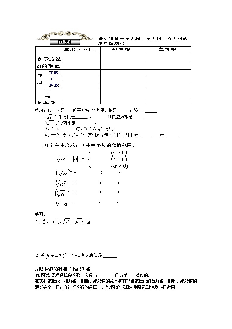 苏科版八年级上册数学 4.6实数 小结与思考 教案02