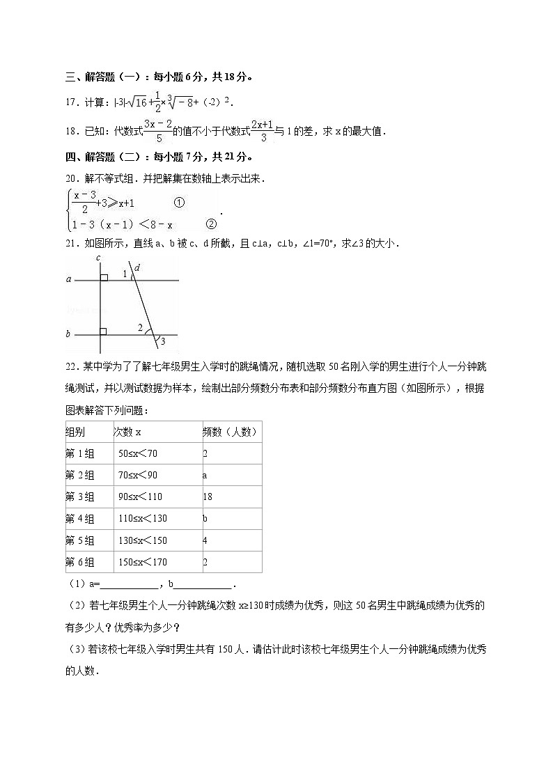 广东省汕头市七年级下册期末数学试题&答案解析第3页