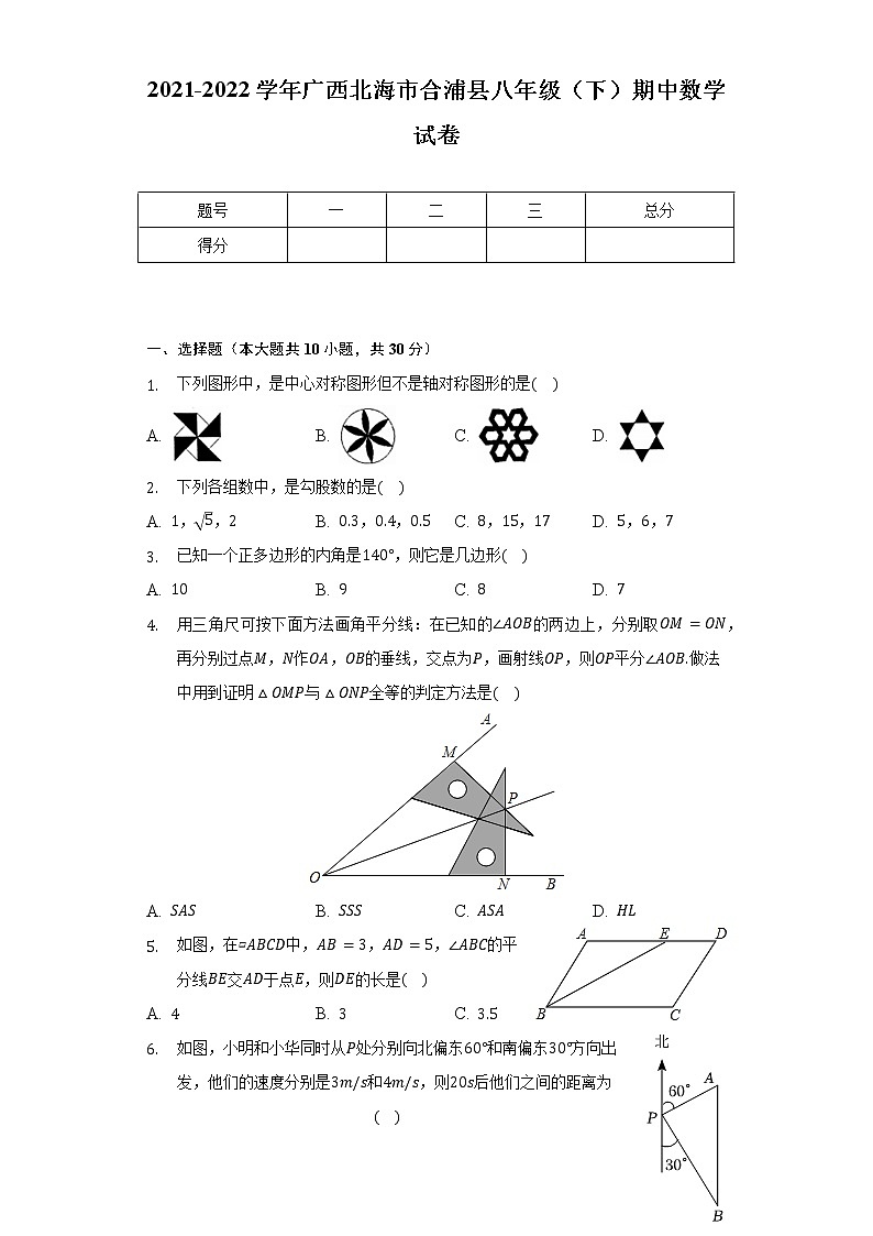 2021-2022学年广西北海市合浦县八年级（下）期中数学试卷（含解析）01