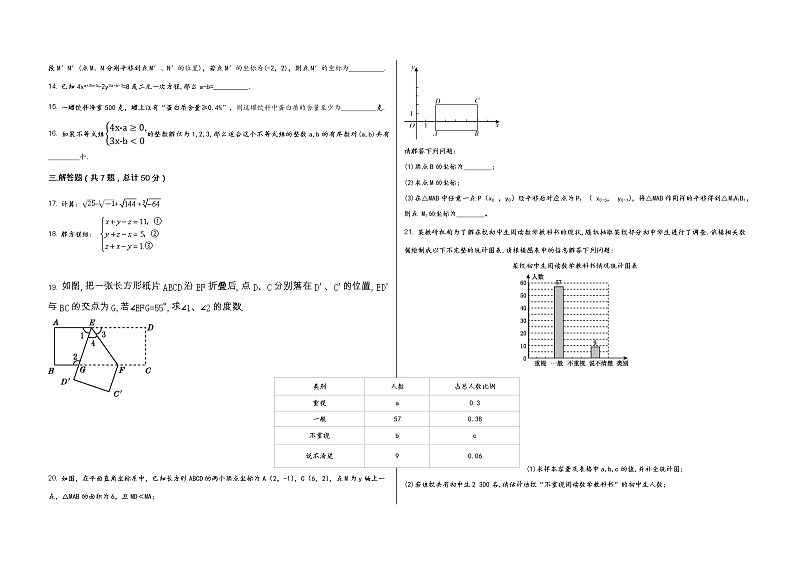 山西省娄烦县2022学年七年级（下）数学期末模拟试题第2页