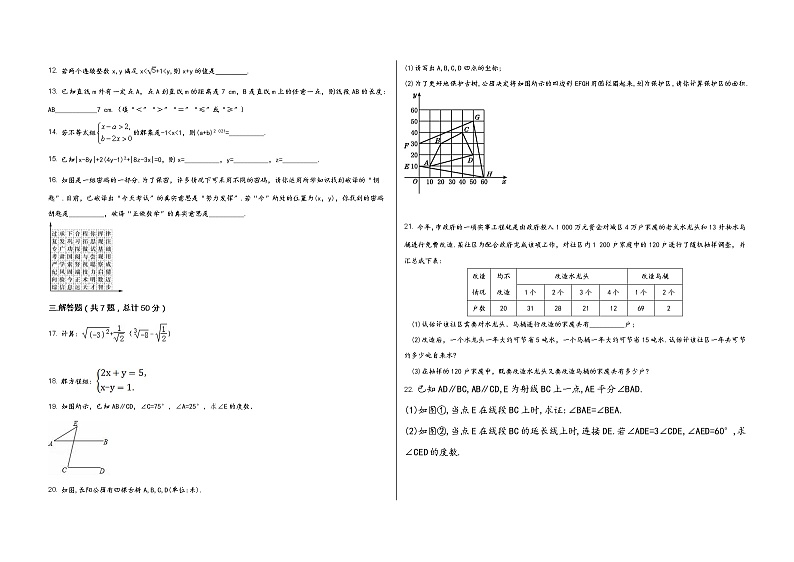 山西省太原市杏花岭区2022学年七年级（下）数学期末模拟试题第2页