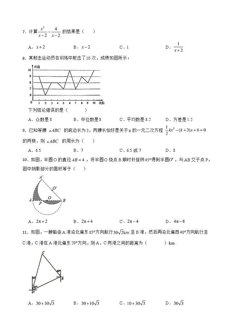 山东省济南市章丘区2022年中考二模数学试题及答案第2页
