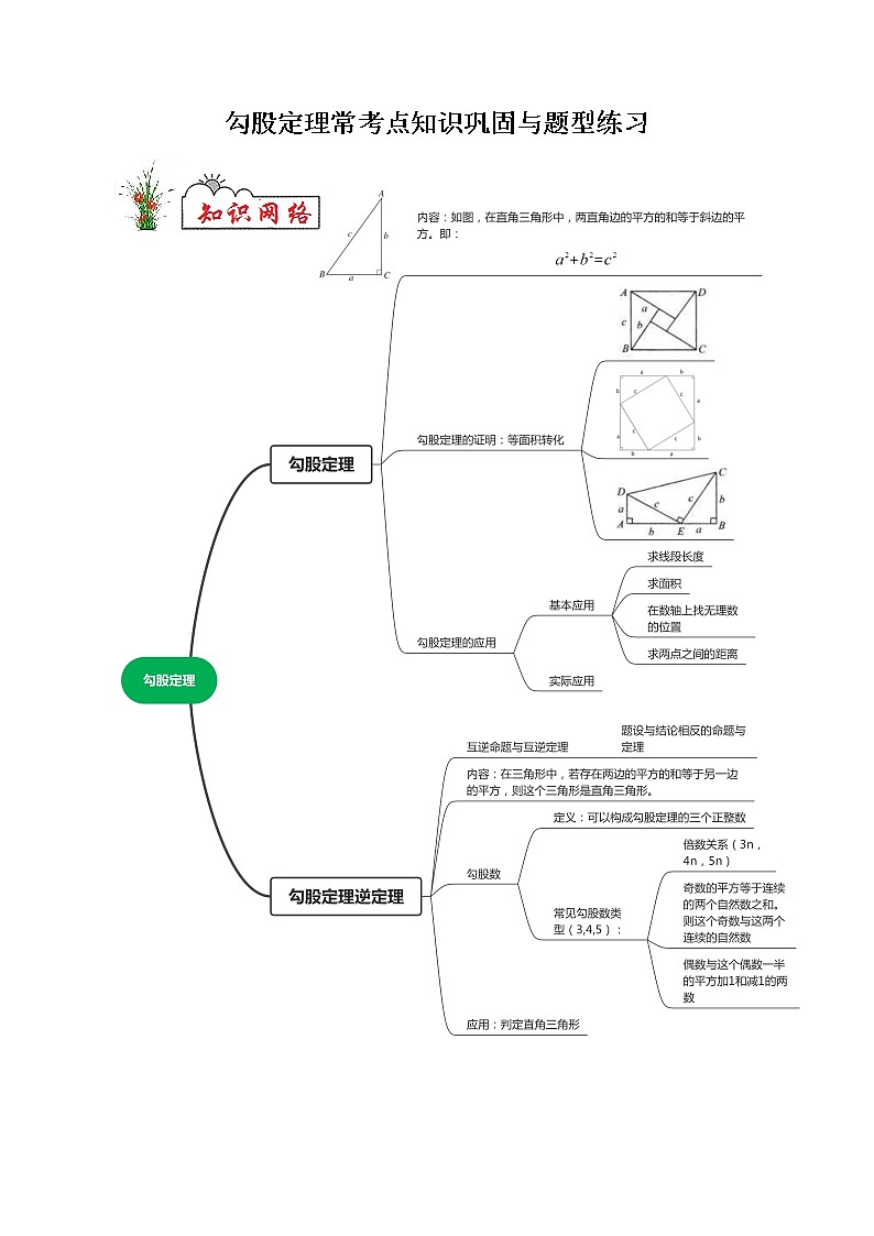 专题02 勾股定理-2021-2022学年八年级数学下学期期末复习常考点知识巩固+例题练习+期末模拟测试卷（人教版）01