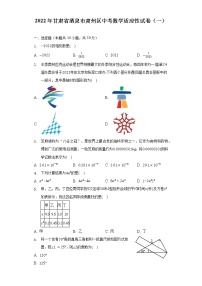 2022年甘肃省酒泉市肃州区中考数学适应性试卷（一）（含解析）