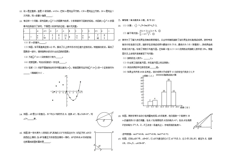 2022年河南省郑州外国语中学中考数学冲刺押题卷（二）(word版含答案)02
