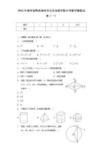 2022年贵州省黔西南州兴义市名锐学校中考数学模拟试卷（一）（含解析）