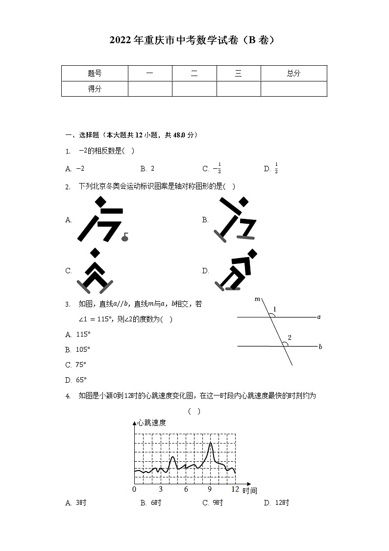 2022年重庆市中考数学试卷（B卷）（含解析）01