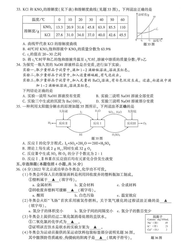 2022年江苏省连云港市中考化学真题试卷（含答案）第2页