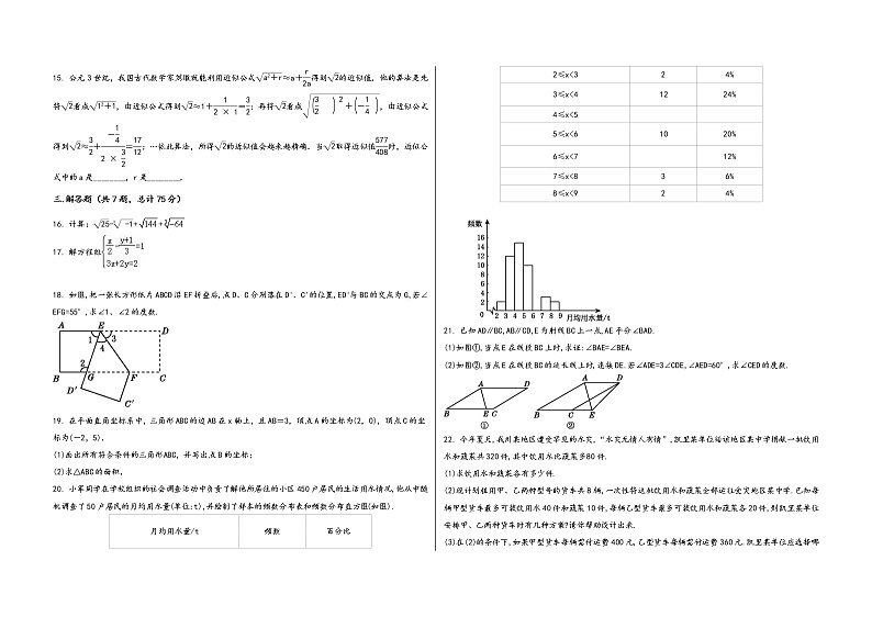广西省武宣县2022学年七年级（下）数学期末综合复习题第2页