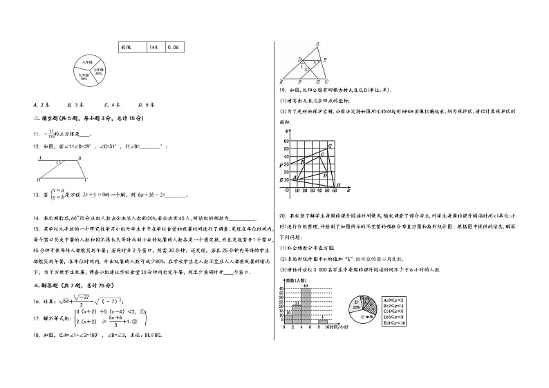 广西省平果县2022学年七年级（下）数学期末综合复习题第2页
