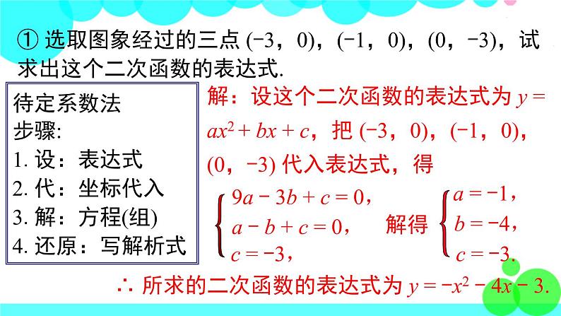 沪科版数学九年级上册  21.2.3 二次函数表达式的确定 PPT课件05