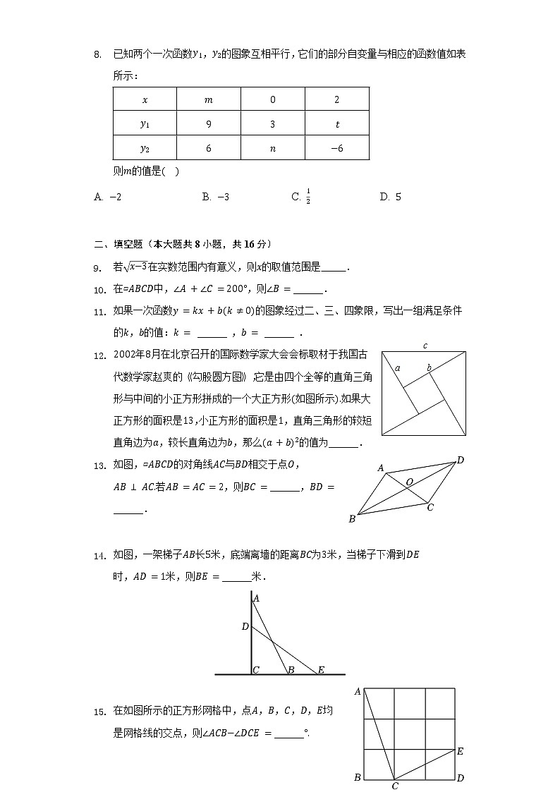2021-2022学年北京四中八年级（下）期中数学试卷（含解析）第2页