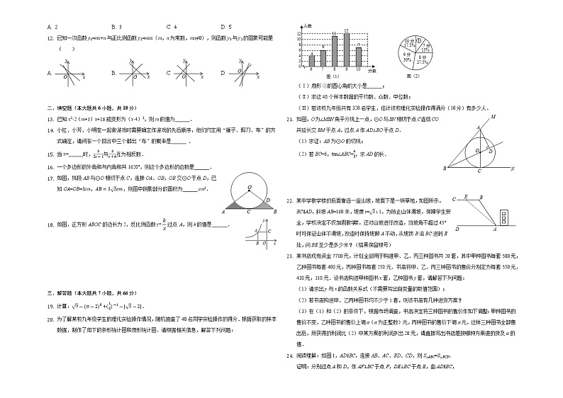 2022年山东省济南市实验中学中考数学冲刺押题试卷(word版含答案)第2页