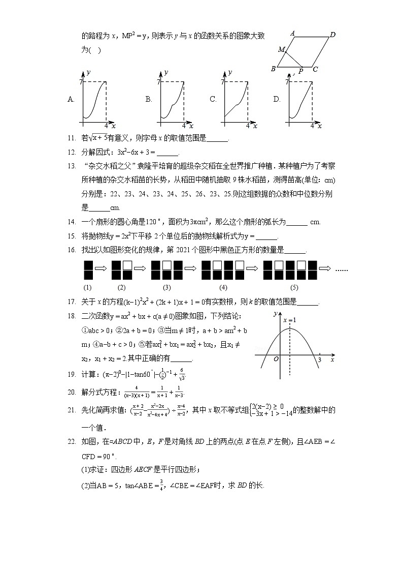 2022年黑龙江省大庆市杜尔伯特县中考数学二模试卷(含答案解析)03
