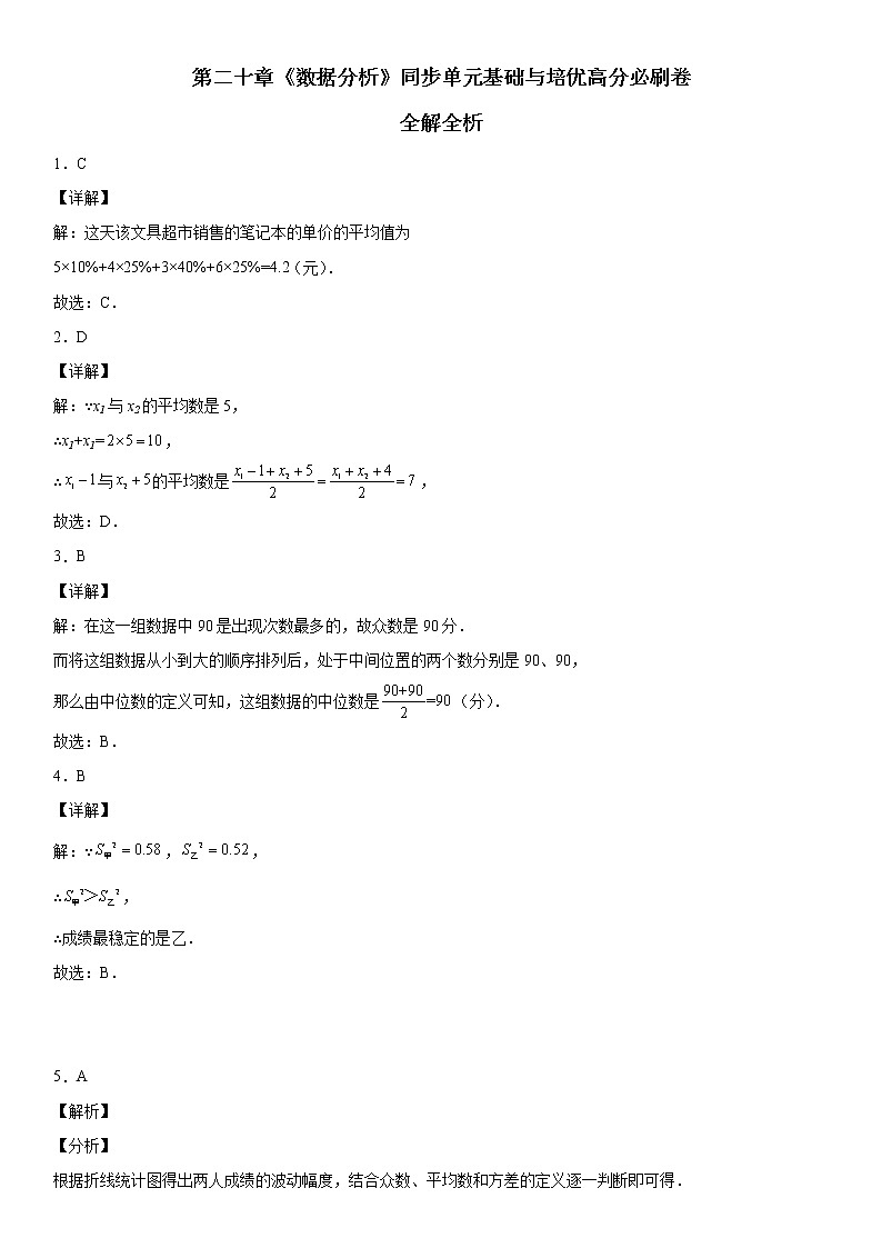 第二十章《数据分析》同步单元基础与培优高分必刷卷01