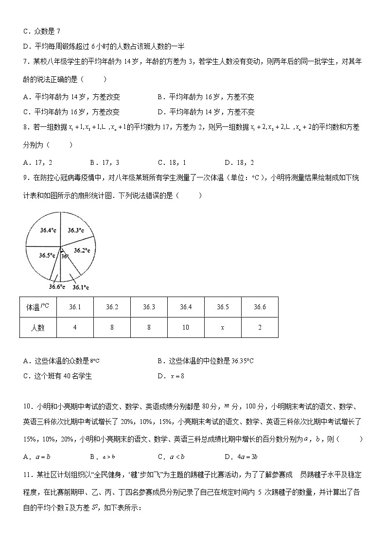 第二十章《数据分析》同步单元基础与培优高分必刷卷02