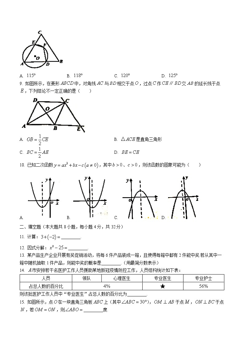 2022年湖南省株洲市中考数学真题(word版无答案)第2页