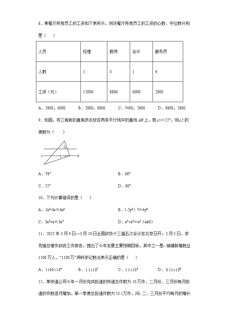 （教研室）基础知识选择题考前押题+--2022年初中数学中考备考冲刺（含答案）第2页