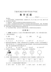 2022年宁波市中考数学试卷及参考答案