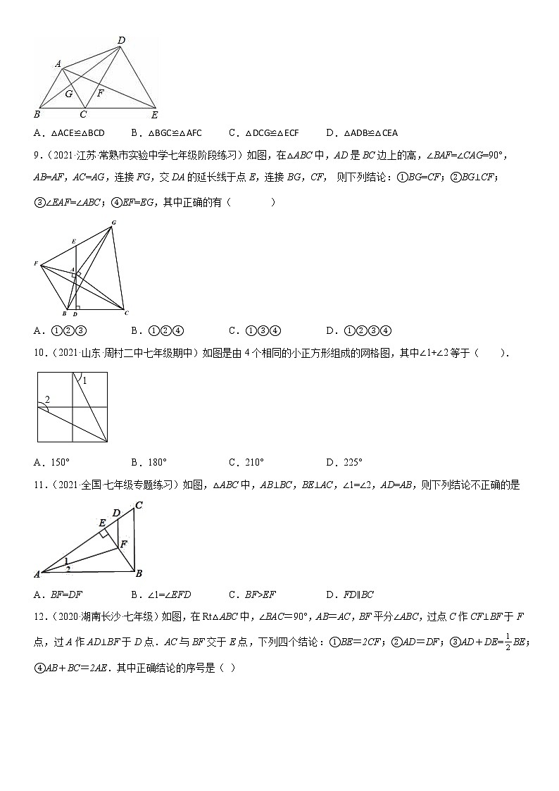 专题强化训练二 全等三角形的判断和性质各类问题-2021-2022学年七年级数学下册《考点•题型•技巧》精讲与精练高分突破（北师大版）第3页