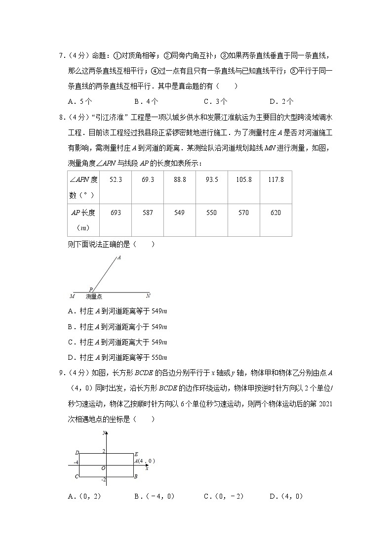 2020-2021学年安徽省合肥市庐江县七年级（下）期中数学试卷及答案02