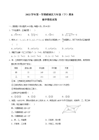 浙江省绍兴市越城区2021-2022学年八年级下学期期末模拟检测数学试题(word版含答案)