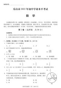 2022年四川省乐山市中考真题数学卷及答案（图片版）