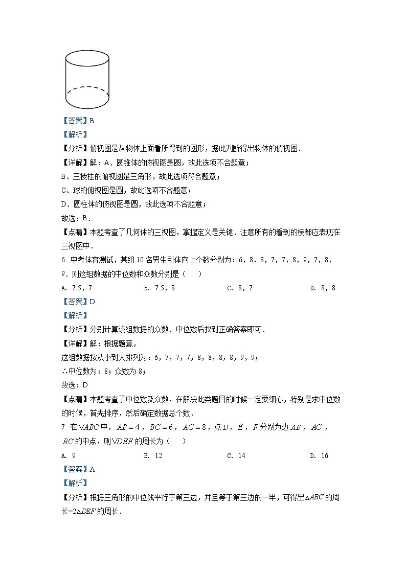 2022年四川省眉山市中考真题数学（答案）第3页