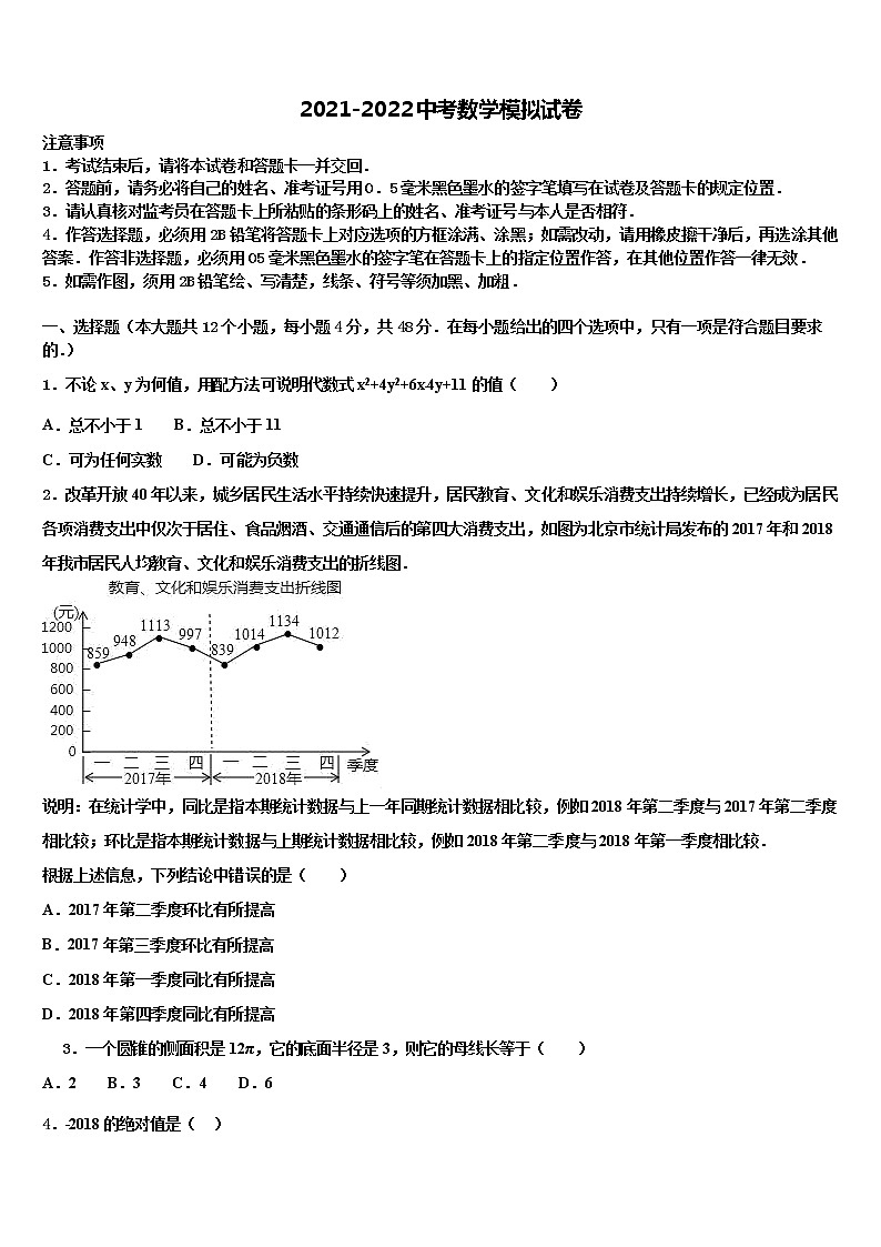 2021-2022学年福建省长汀县城区五校中考数学模拟精编试卷含解析01