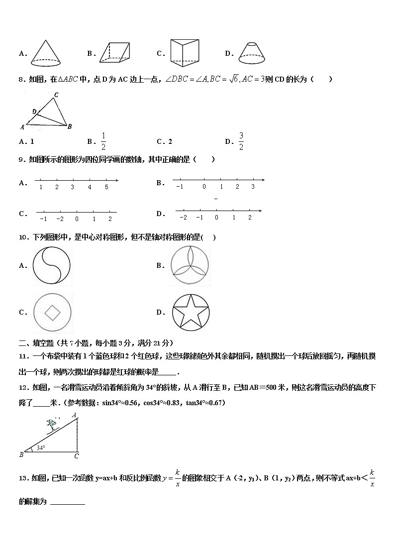 2021-2022学年福建省建瓯市达标名校中考试题猜想数学试卷含解析第2页