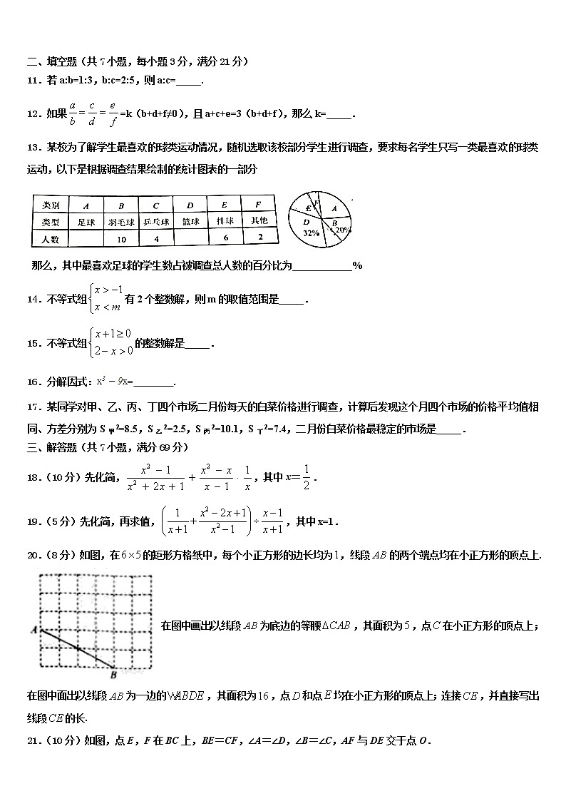 2021-2022学年福建省三明市县中考数学最后一模试卷含解析03