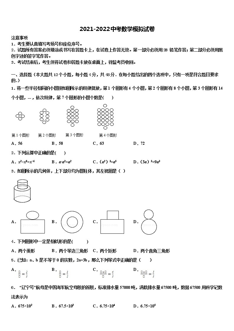 2021-2022学年福建省长泰县达标名校中考数学模拟试题含解析01