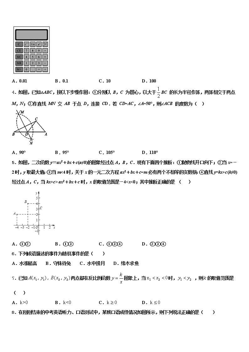 2021-2022学年甘肃省庆阳市环县重点名校中考数学最后一模试卷含解析02