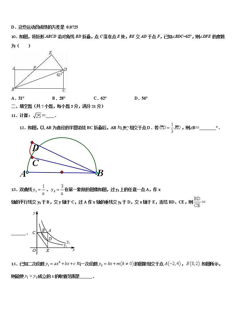 2021-2022学年广东省茂名地区达标名校中考数学模拟试题含解析第3页