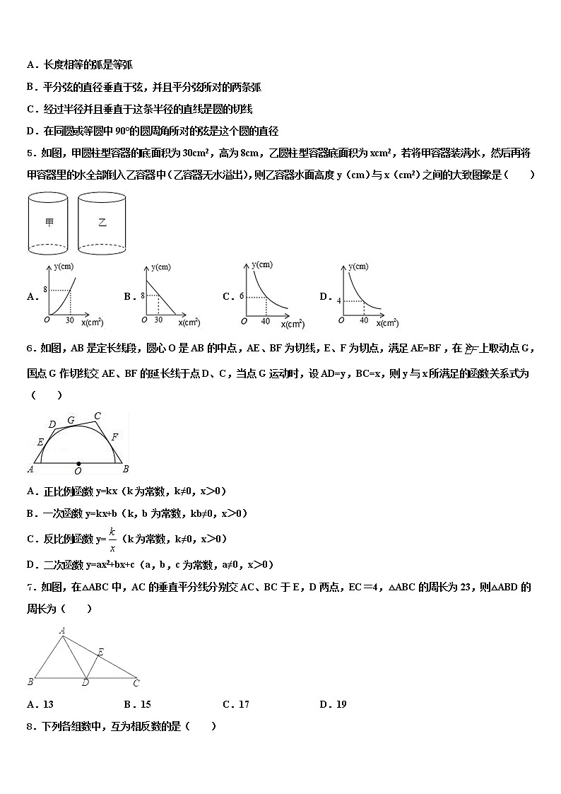 2021-2022学年安徽省阜阳市名校中考二模数学试题含解析02