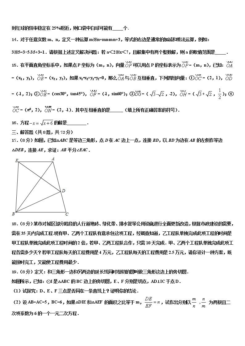 2021-2022学年安徽省合肥市庐江县志成学校中考数学模试卷含解析03