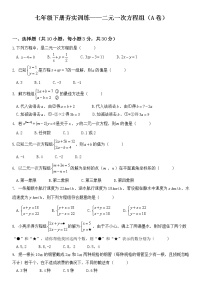 初中数学人教版七年级下册第八章 二元一次方程组8.1 二元一次方程组课时作业