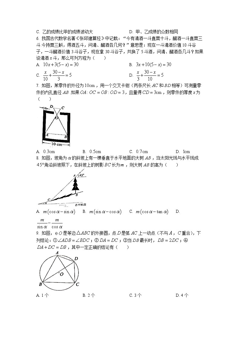 2022年湖北省十堰市中考真题数学卷无答案（文字版）02